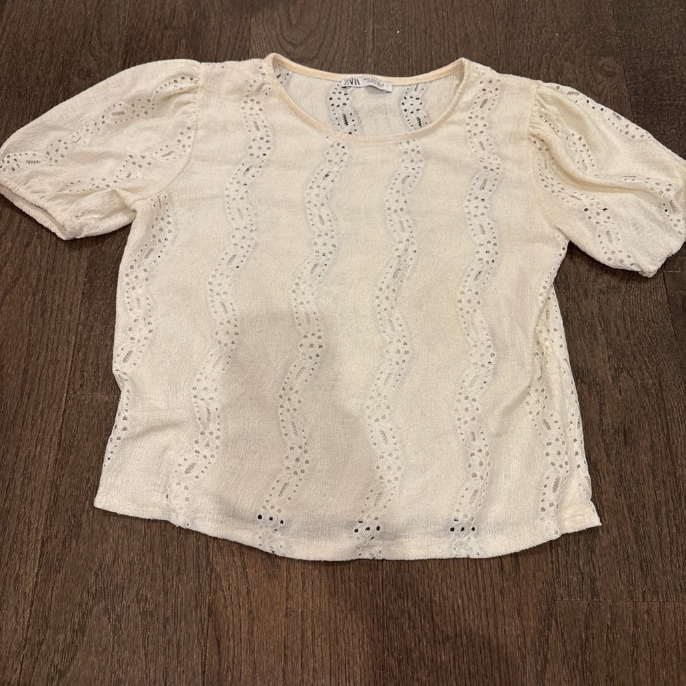 Zara Cream Eyelet Women's Blouse